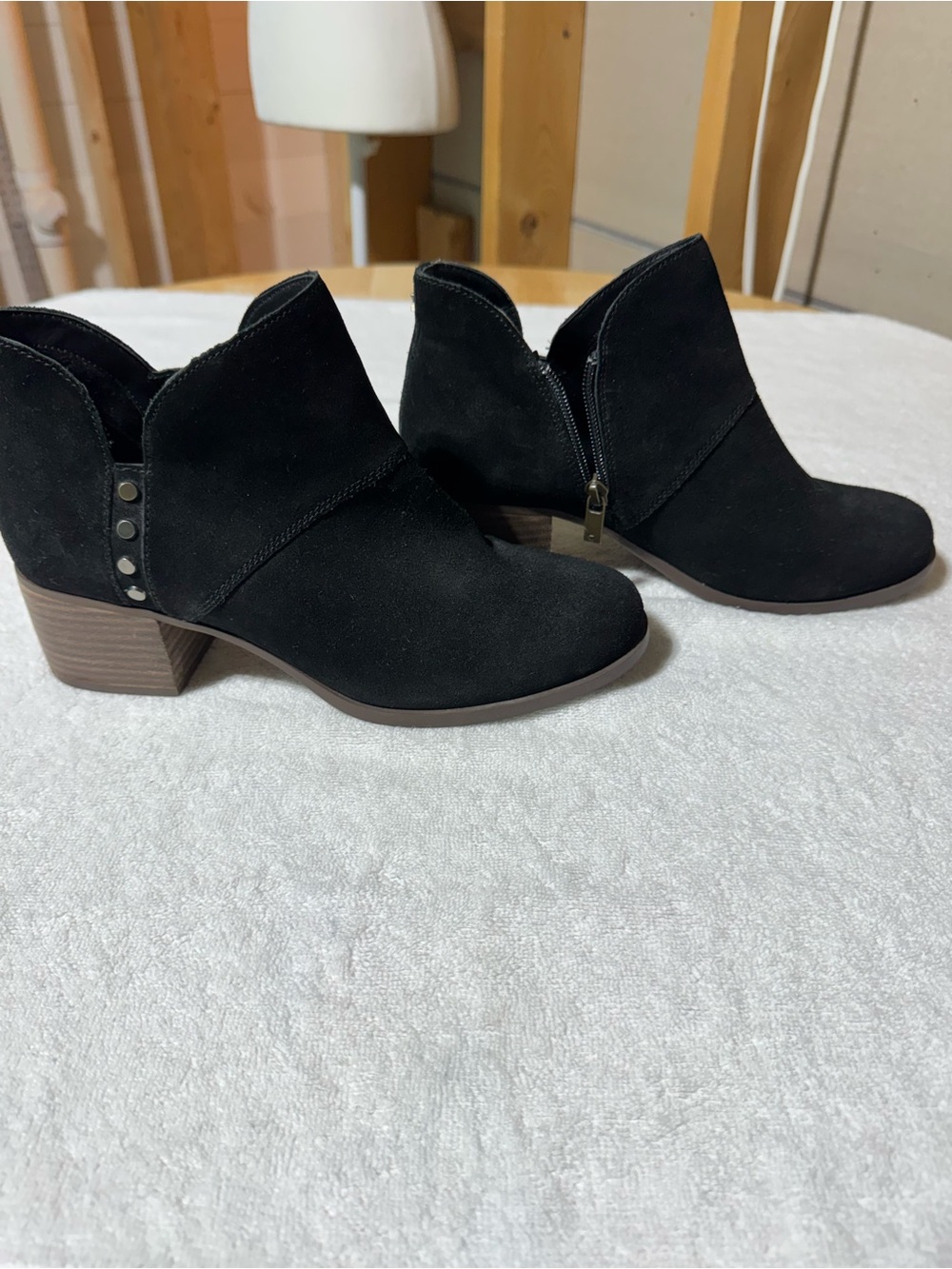 Koolaburra Black Suede Ankle Booties with Low Block Heel